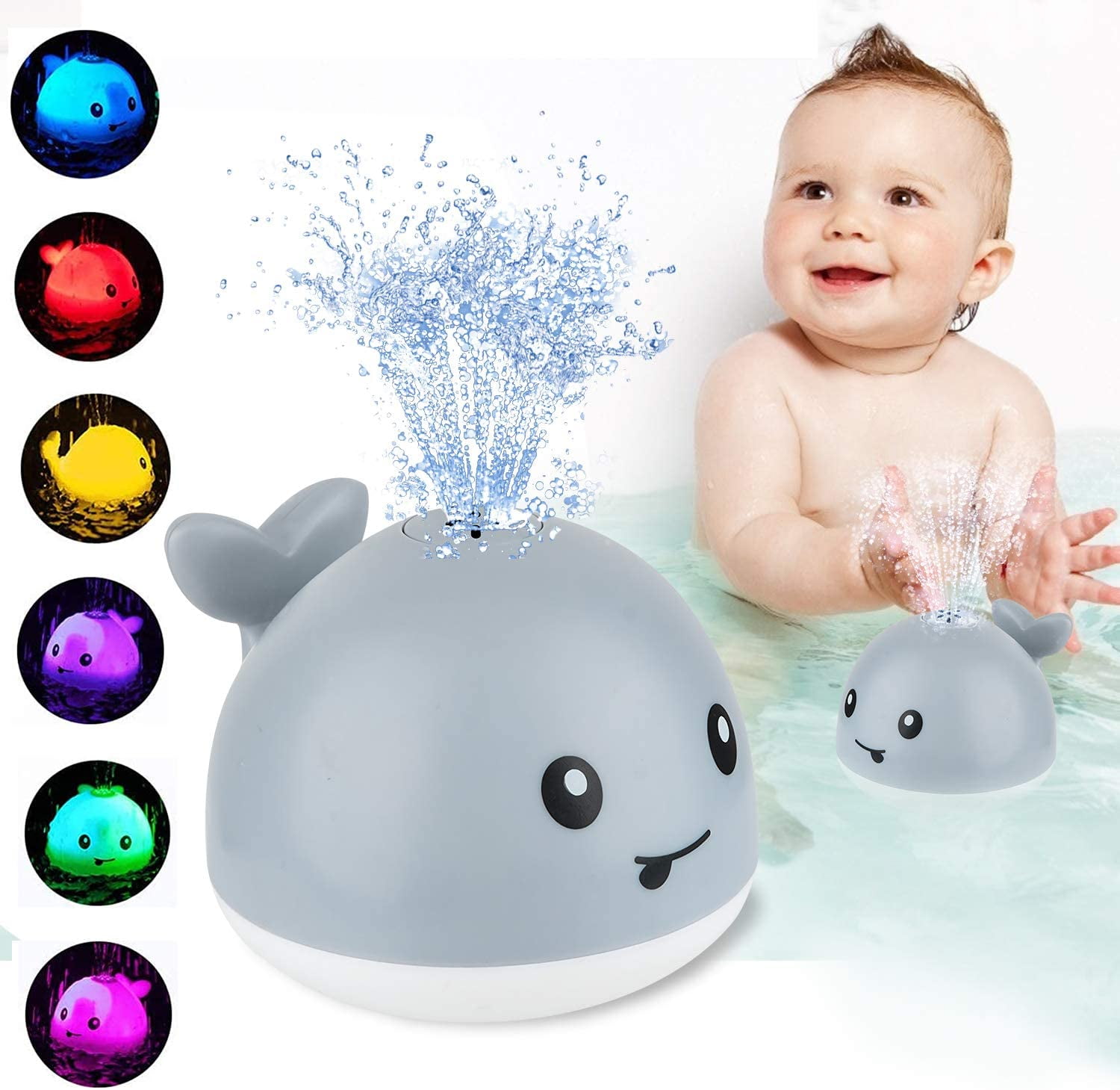 Kids Electric Induction Water Spray Ball Whale for Bathroom Sprinkler Toys /Neu 