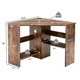 thumbnail image 4 of Costway Corner Computer Desk Triangle Writing Workstation w/Storage Shelf Rustic, 4 of 12