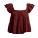 thumbnail image 5 of TaTaai Women's Casual Summer Top Square Neck Short Sleeve Flutter Sleeve Linen Fabric Solid Color Cropped Casual Blouse Gift, 5 of 6