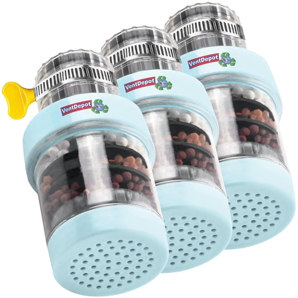 Filtro para Grifo VentDepot HydroGuardBlue 3Pzas 15-22mm Carbón Activado/Zeolita/Maifan/Sulfito de Calcio/PVA Azul