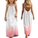 thumbnail image 1 of Vestido sin mangas de cuello redondo para niñas, moda para niñas, lindo vestido largo con tirantes sueltos y cordón en la espalda con degradado de color, 1 of 9
