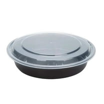 16oz Black Meal Prep/Round Bento Box Disposable Container with Clear Lid: 4CT