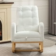 thumbnail image 2 of DEALTOPS Rocking Accent Chair with Footrest High Back Rubber Wood Legs for Bedroom Living Space-White, 2 of 7