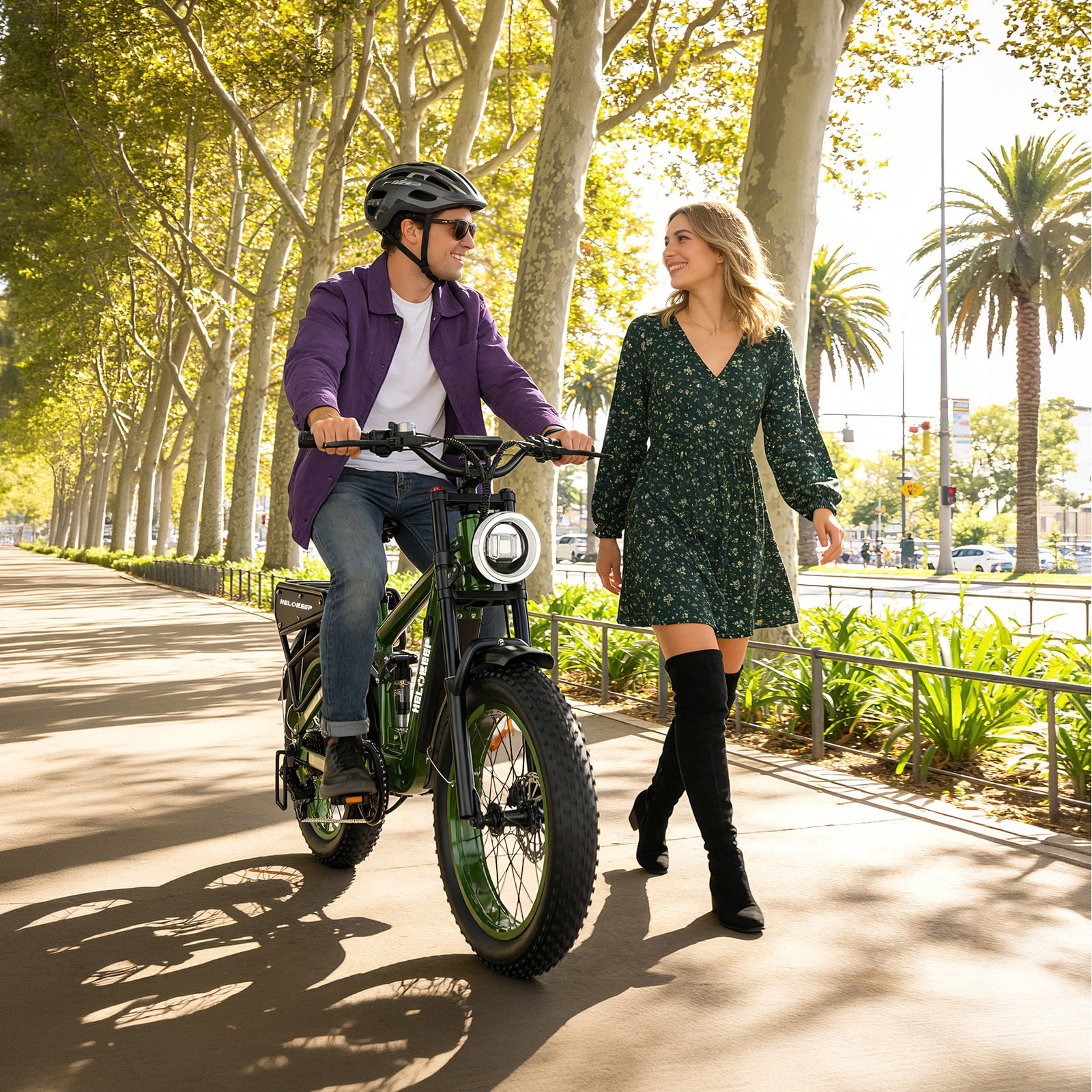 Helokeep 26" Green Fat Tire High Performance Cargo Electric Bike for Men, 4000W Peak 2000W, 40MPH, 48V 25Ah UL2849 Off-Road Ebike