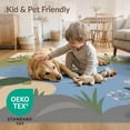 thumbnail image 4 of ODIKA 3'x5' Washable Area Rug Non-Slip, Flatweave, Easy Care Blue Pastel Serene Nature-Inspired Design Featuring Waterfowl and Flora in a Calm for Hallway, Laundry Room, 4 of 7