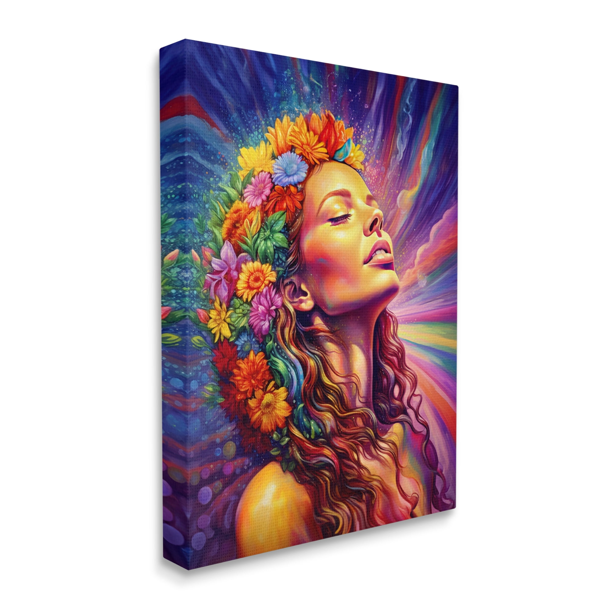 Stupell Industries Woman with Floral Garland Botanical & Floral Painting Gallery Wrapped Canvas Art Print Wall Art, 24 x 30