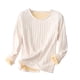 thumbnail image 1 of Ropa interior térmica para mujer, sudadera de lana gruesa de color liso y corto, ropa interior cálida de invierno, blusa de cuello redondo para mujer, 1 of 2