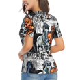 thumbnail image 3 of Vsdgher Four Running Horses Women Shirts V Neck Short Sleeve Tops T-Shirt Basic Tees, S to 3XLXX-Large, 3 of 5