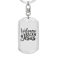 thumbnail image 5 of Welcome Jesus Stainless Steel or 18k Gold Premium Swivel Dog Tag Keychain, 5 of 10