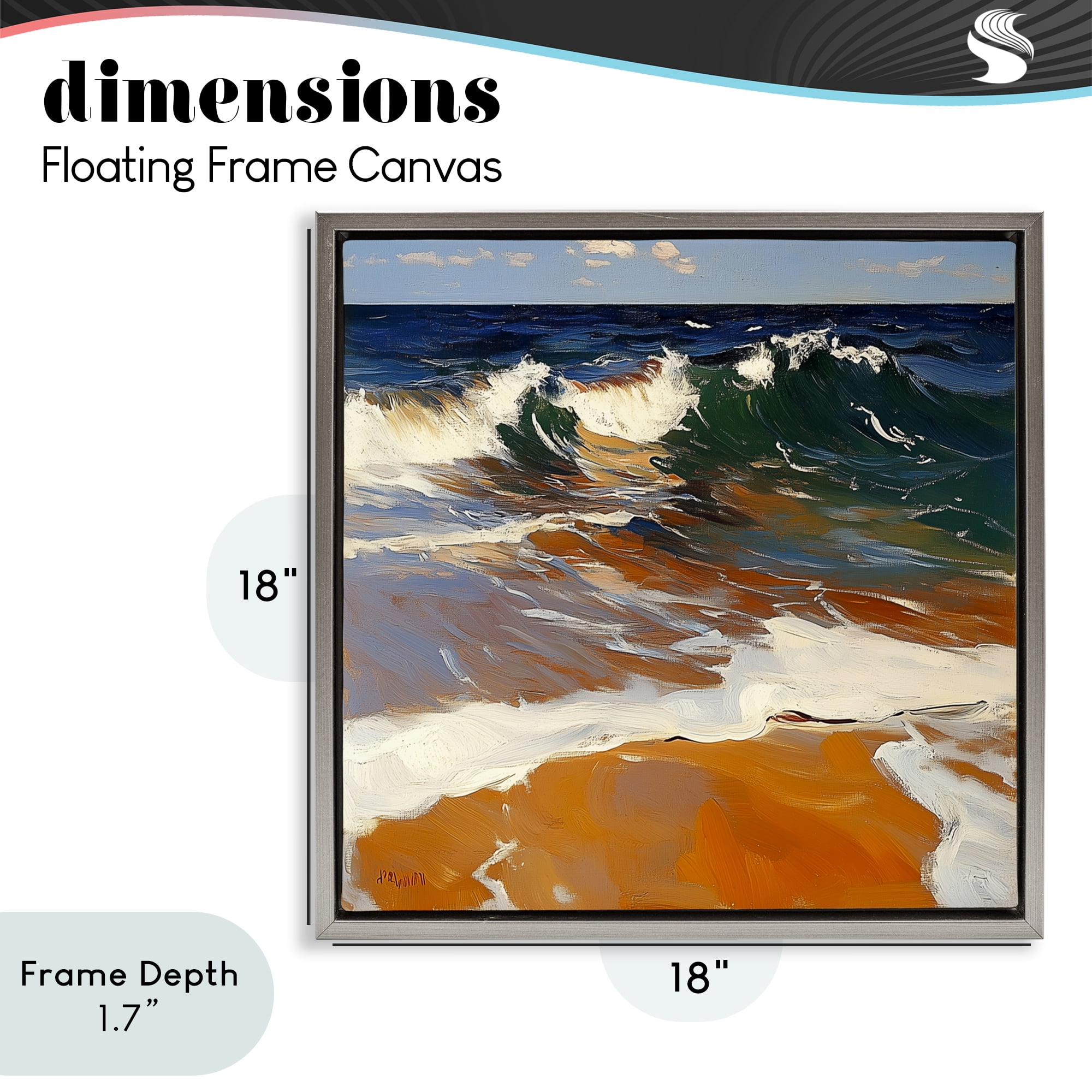 Stupell Industries Glassy Wave Break Gray Framed Floater Canvas Wall Art, design by Walker Noble