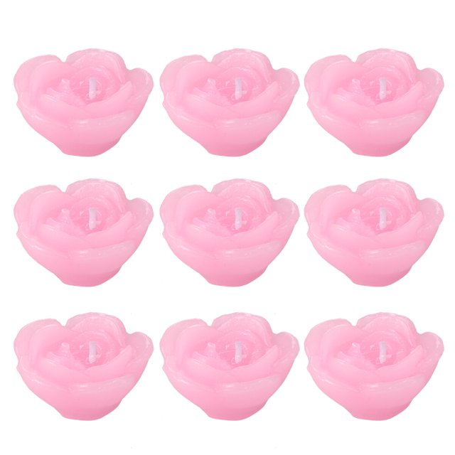 12 velas flotantes en forma de rosa rosa, decoración para el hogar, bodas, fiestas y dormitorios.
