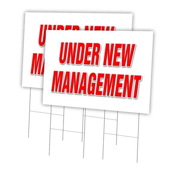 Under New Management 2 Pack Of 24" x 36" Yard Sign & Stake | Advertise Your Business | Stake Included Image On Front Only | Made in The USA