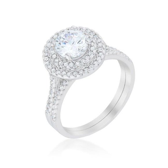 Womens Pave Round Wedding Ring Set - Size 5