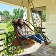 thumbnail image 5 of Bathonly Hammock Chairs, Max 330 lbs, with  Metal Bar, Foot Rest, Side Pouch, Supportive Pillow, Orange, 5 of 12