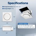 thumbnail image 3 of SPECSTAR AutoFlow Bathroom Exhaust Fan with Humidity Sensor (30-110-160CFM) - Energy-Saving EC Motor, Dual Insulation, Constant Airflow Technology (Install Kit, 4-in Duct Included), 3 of 9