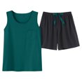 thumbnail image 2 of Feancey Womens Plus Size Pajama Sets Soft Casual Pjs Short Set Summer Sleeveless Sleepwear with Shorts Loungwear Two Piece Green 3XL, 2 of 7