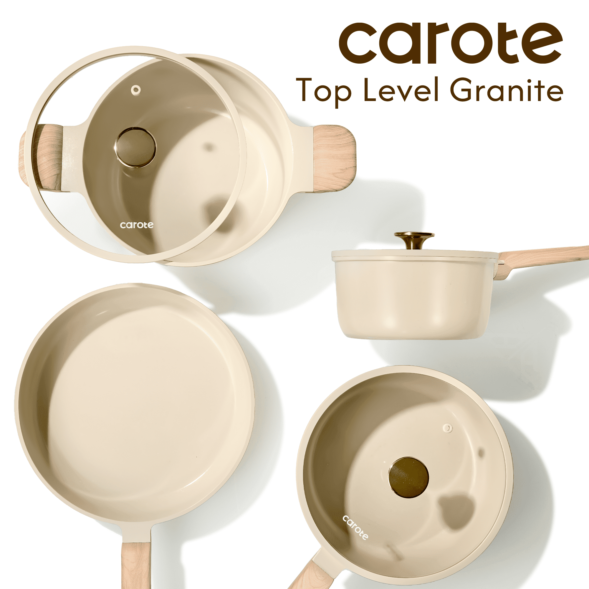Carote 11" Ceramic Nonstick Frying Pan, Cooking Skillet with Bakelite Handle, Induction Compatible, Easy to Clean, Oatmeal