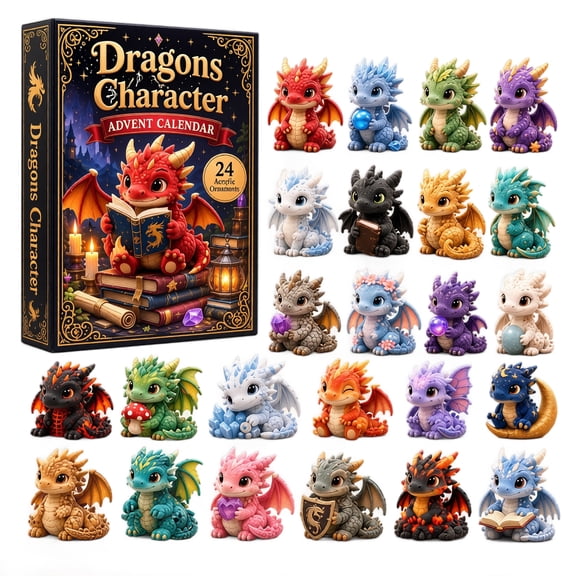 Dragons Character Advent Calendar 2026, 24 Collectible Characters Surprises, Fantasy Decorations, Magic鈥慣hemed Acrylic Ornaments for Tabletop Home Party Gift
