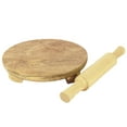 thumbnail image 2 of Trifri Handmade Wooden Round Roti Maker Wooden Chakla Belan WoodenRollingBoard 21.5 cm With WoodRollingPin and Board 29.5 x 2.5 cm, 2 of 5