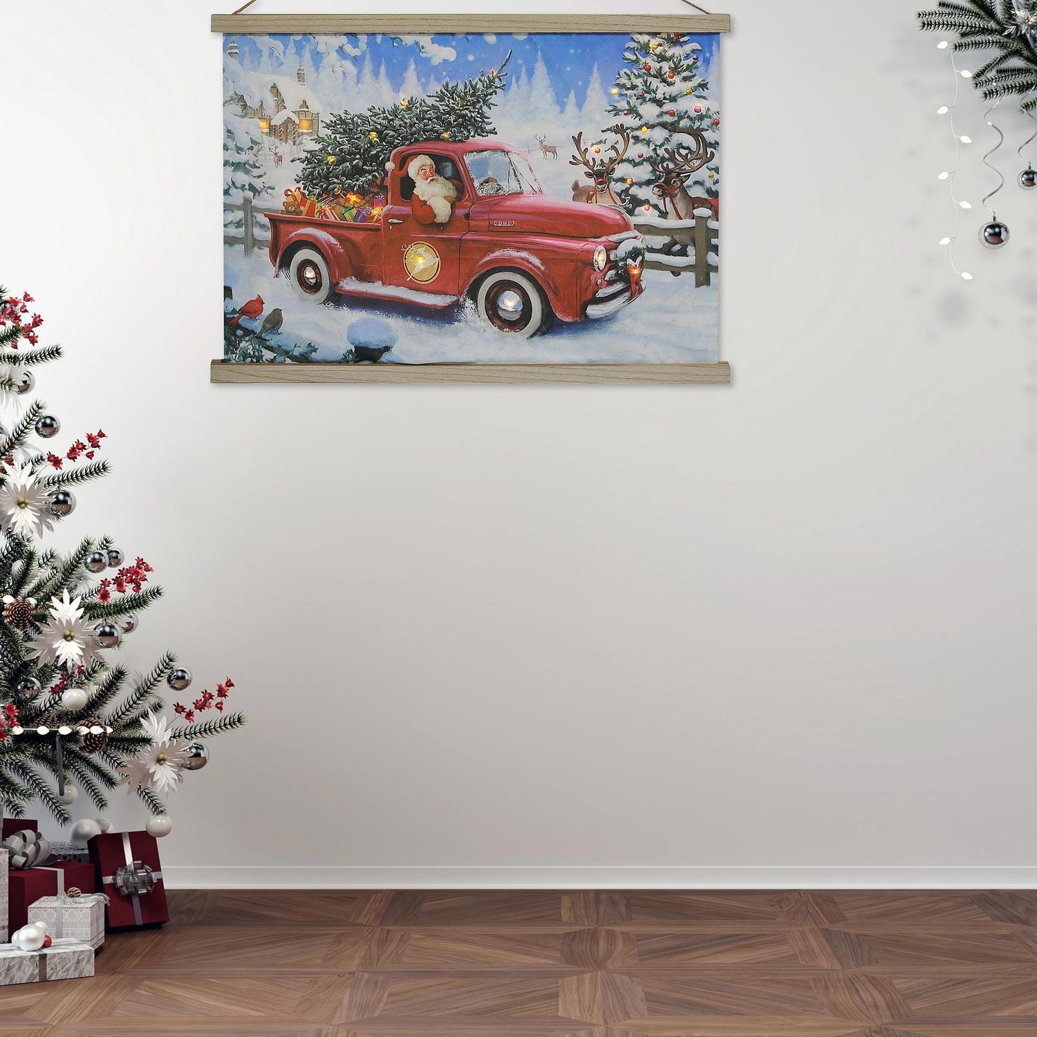 LED Red Truck Fabric Wall Hanging