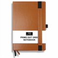 thumbnail image 2 of RICCO BELLO Primo Dotted Grid Journal Notebook, Faux Leather, Pen Holder, Numbered Pages, Index, Thick Paper, Ribbon Bookmarks, Expandable Storage Pocket 5.7 x 8.4 Inches (Brown), 2 of 4