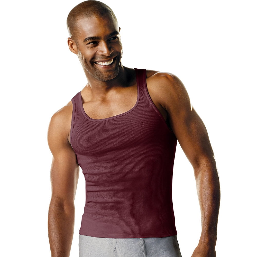 Hanes Men's TAGLESS® Ribbed A-Shirt 4-Pack - Walmart.com