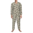 thumbnail image 3 of Fotbe Bees And Chamomile Pattern Long Sleeve Pajama Set for Men,Sleepwear Set,2-piece Loungewear Set,Soft PJs Comfy Nightwear with Pockets-X-Large, 3 of 7