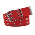 thumbnail image 2 of Casual Canvas Belt Braided Stretch Belt - Double Hole, Double Grommets for Men & Women Unisex Casual Double Prong Belt for Jeans Pants QURATI Red One Size, 2 of 2