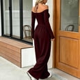 thumbnail image 6 of ClodeEU Women's V Neck Halter Tie Off Shoulder Long Sleeve Cinched Waist Wide Leg Jumpsuit ,Casual High Waist Fashion Romper ,Women's Plus S, 6 of 7