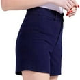 thumbnail image 4 of FAKKDUK Womens Shorts Casual Stretch Twill High Waist Bermuda Shorts with Pockets Loose Fit Comfy Summer Lounge Chino Short Womens Cute Dressy Beach Hot Shorts, XXXL&Navy, 4 of 8