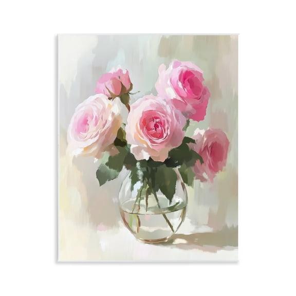 Stupell Industries Glass Vase Pink Roses Wall Plaque Art, design by Petal Prints Design