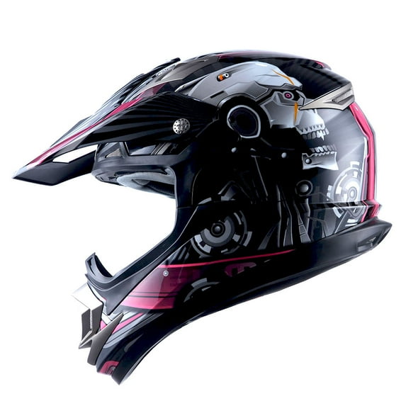 1STORM MOTORCYCLE BIKE FULL FACE HELMET HGXP14B BOOSTER Skull Pink