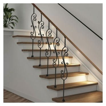 DazzAura Black Iron 5-piece Set Balusters Iron Spndles For Indoor Stairs And Balcon
