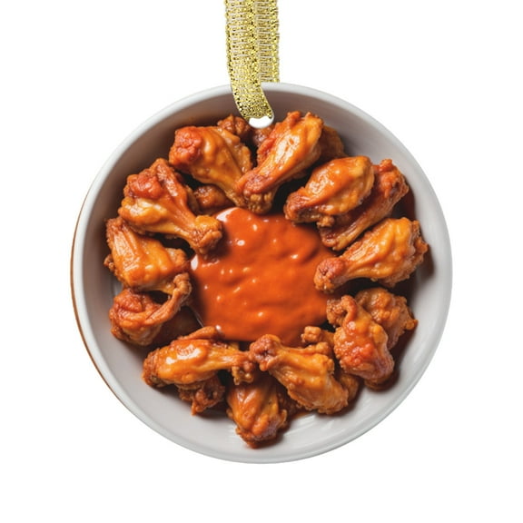Hot Buffalo Wings and Sauce American Cuisine Food Lovers Foodie Novelty Holiday Christmas Ornament Xmas Tree Gift (Flat Design Printed on Ceramic, NOT 3D)