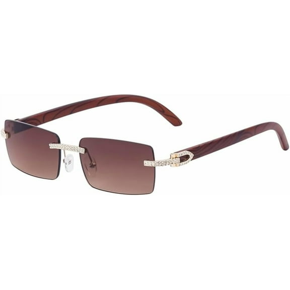 Small Rectangle Rimless Sunglasses Men Women Frameless Sun Glasses For Male Vintage Eyewear Shades UV400