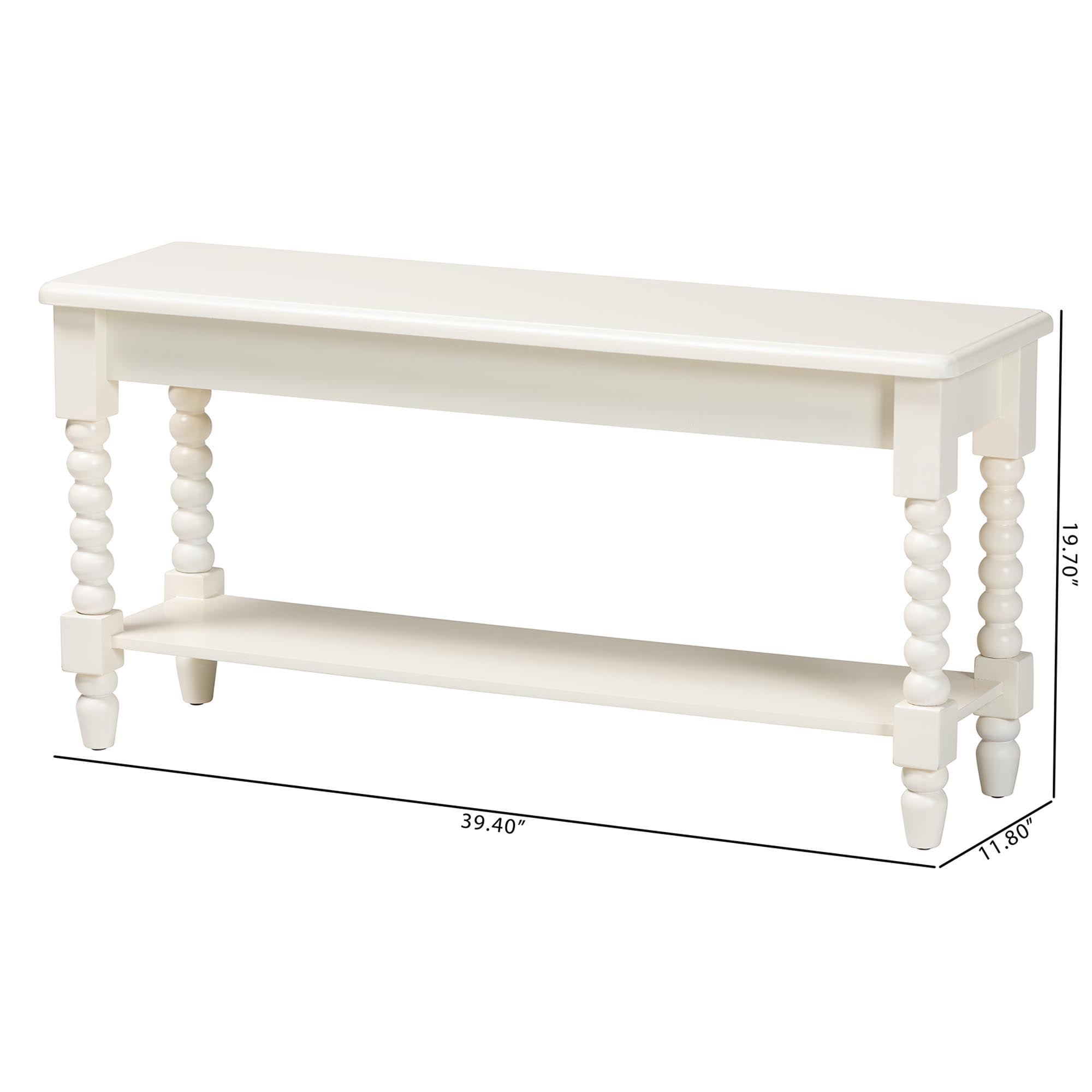 Baxton Studio Bayard Mid-Century Bench, White