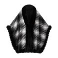 thumbnail image 2 of Fewfanhot Faux Fur Trim Cardigan Plaid Poncho Cape, Open Front Warm Reversible Wrap Shawl Coat for Fall Winter, 2 of 5
