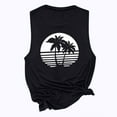 thumbnail image 4 of Wycnly Tank Top for Women Coconut Tree Print Summer Round Neck Sleeveless T Shirts Beach Holiday Hawaiian Style Loose Racerback Vest Blouses Black l Clearance Under $5, 4 of 5