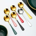 thumbnail image 2 of Cterwk Stainless Steel Long Handled Soup Spoons, Pink + Gold, 8 Pcs, 6.3 Inches, 2 of 6