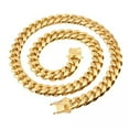 thumbnail image 3 of Mens Miami Cuban Link Bracelet Chain Necklace 18k Gold Plated Stainless Steel, 3 of 5