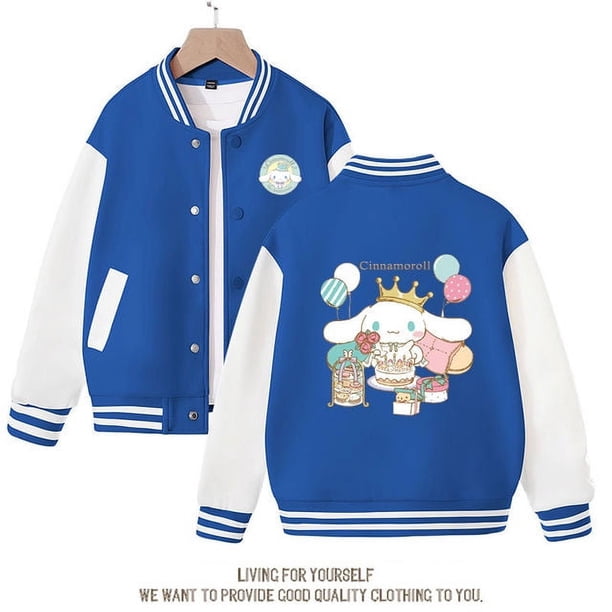 Sanrios Kawaii Anime Cinnamoroll lindo uniforme de béisbol de dibujos animados para niñas primavera otoño nueva chaqueta superior para niños regalo de cumpleaños