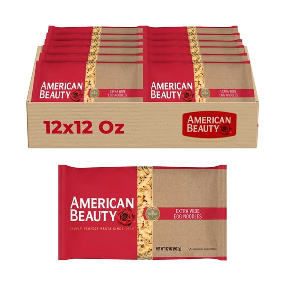 American Beauty Extra Wide Egg Noodle, 6-Pack, 13.3 lbs – Perfect for Hearty Meals & Quick Cooking