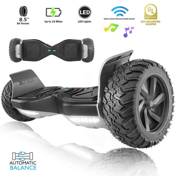 XPRIT Heavy Duty All Terrain HoverBoard with 8.5 Tires Auto Balance Up to 9KM Range Bluetooth UL2272 Certified Black Walmart