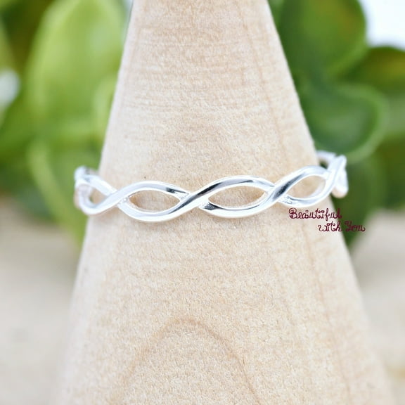 SS DESIGNS Infinity Celtic Knot Thumb Midi Ring, 925 Sterling Silver Braided Braid Knot Ring, Minimalist Boho Stackable Thumb Ring for Women