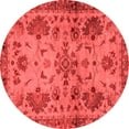 thumbnail image 1 of Ahgly Company Indoor Round Abstract Red Modern Area Rugs, 5' Round, 1 of 4