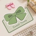 thumbnail image 4 of Green Grid Arched Bathroom Floor Mat Highly Absorbent Soft Non- Quick Drying Shower Carpet, 4 of 7