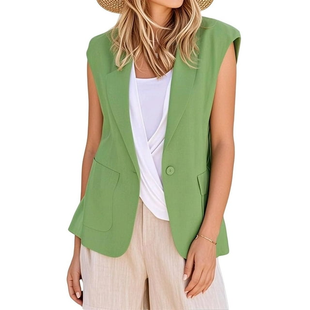RXMEKW Blazer Sans Manches à Capuche pour Femmes Polyester Cardigan Décontracté pour Usage Quotidien Longueur Régulière Noir