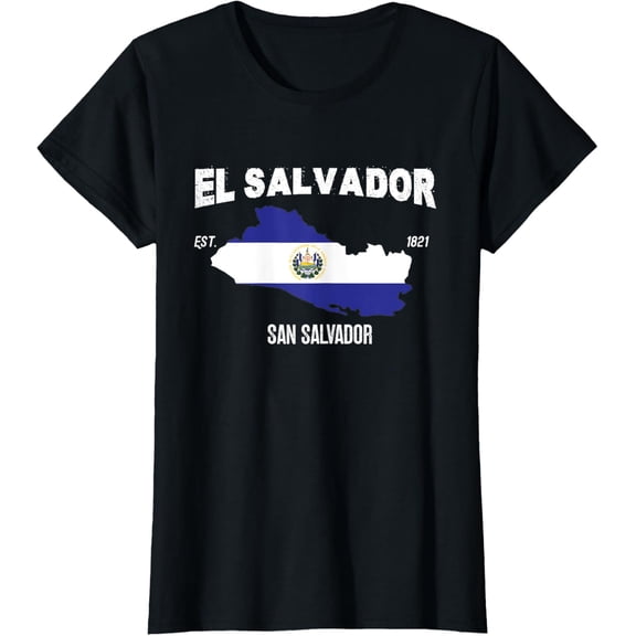 t-shirt El Salvador Flag and Map, Salvadoran National Day T-Shirt mens,black,women,funny,journey,Crew Neck, Short Sleeve,printing
