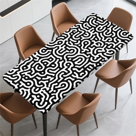 Rectangle Table Cloth Cover Waterproof Elastic Fitted Polyester Fitted Tablecloths for 4 Foot Tables for Indoor, Picnic, Camping, Outdoors