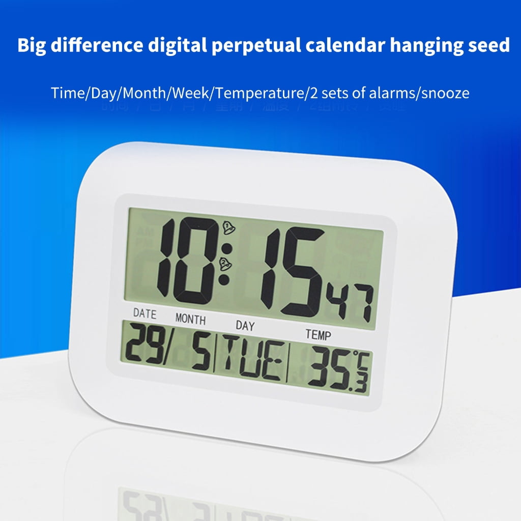 WINDLAND Digital Calendar Clock With Week Temperature Multiple Time Zone Setting Alarm Function For Office Living Room